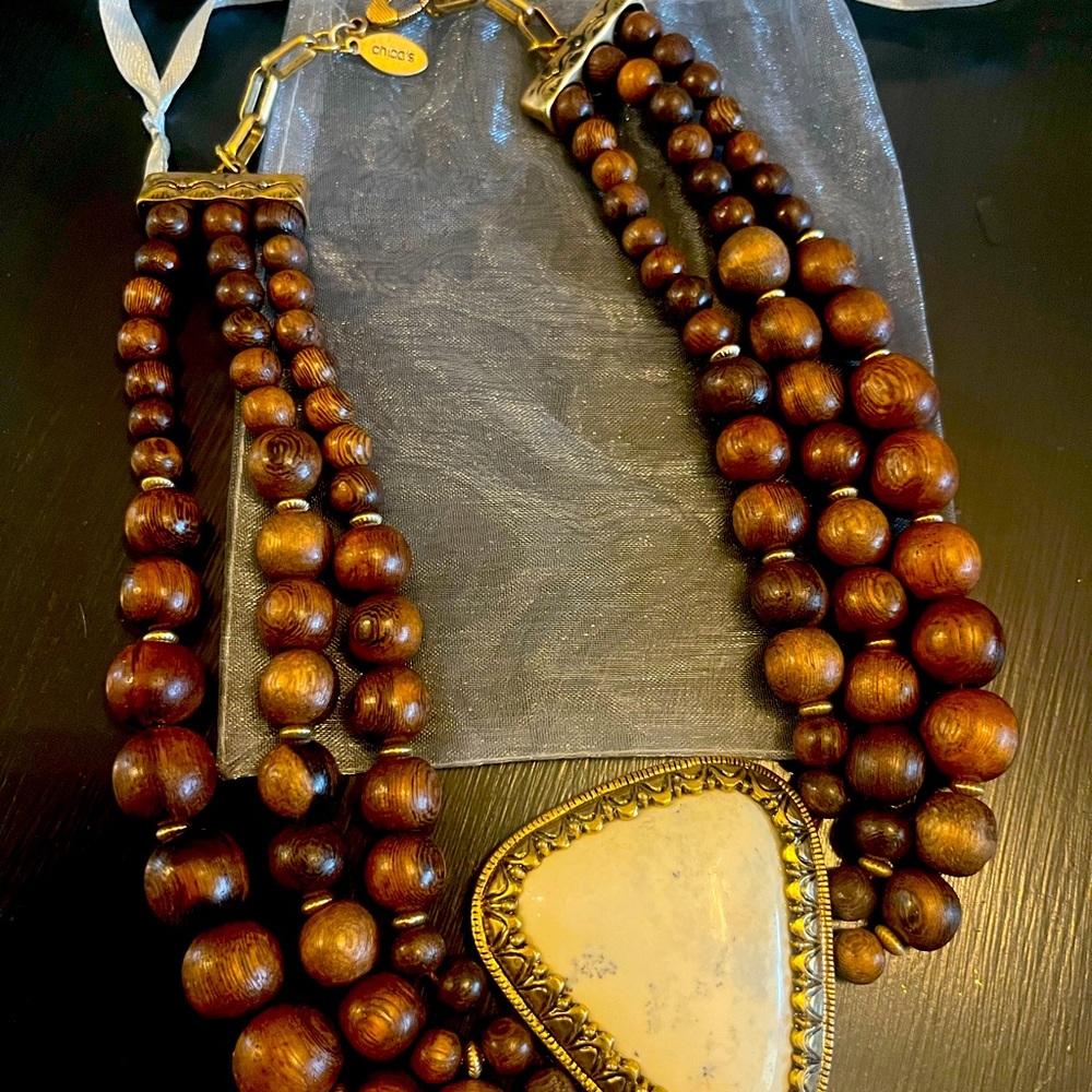 Brown beaded statement, necklace